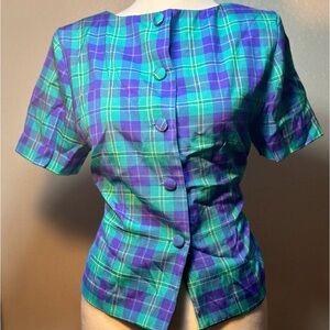 Vintage 1970's Plaid Punk Math Nerd two tone women size 10p